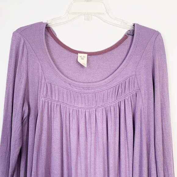 Free People Love Valley Long Sleeve Top Purple Tee - Picture 6 of 16